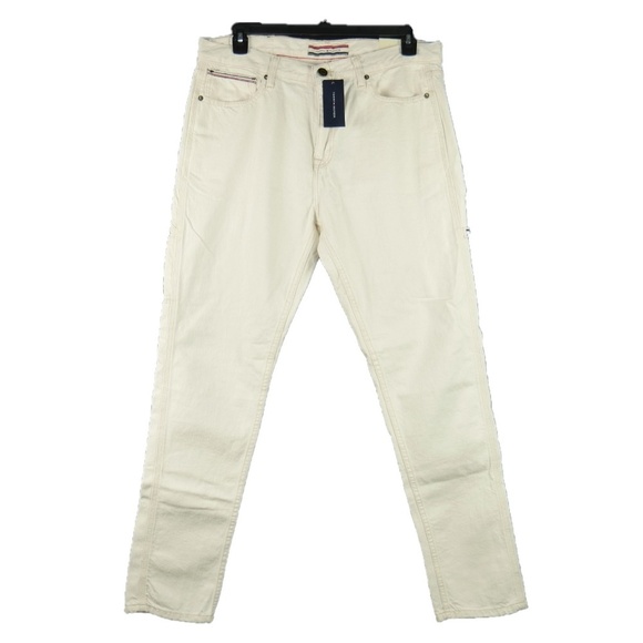 Tommy Hilfiger Relaxed Fit Tapered Leg Carpenter Jeans Off White Mens Size 40x30 - Picture 1 of 12